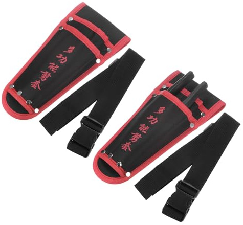 M METERXITY 2-Pack Garden Pruner Sheath, Portable Non-Slip Canvas Pruning Shears Sheath Plier Holder W Belt, Garden Scissors Case for Hand Pruner/Garden Shears/Clippers [Red-Black]