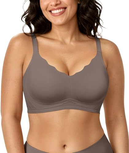OEAK Sömlös behå för kvinnor utan bygel, V-ringad zero feel, bralette, mjuk push-up, vadderad, bysthållare, bekväm t-shirt, bh, mjuk sömnbh