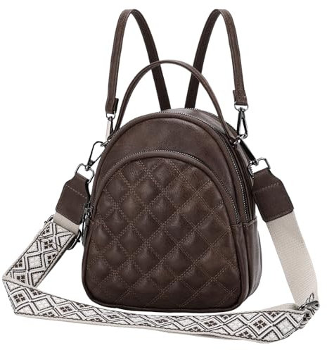 VX VONXURY Rucksack Damen Klein, Elegant Tasche Frauen Pu Leder Cityrucksack mit Kopfhörer Loch Rucksackhandtaschen Reisetasche 2 in 1 für Reisen Arbeit Schule