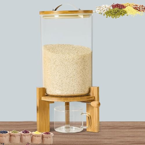 Reisspender 5/8L, Müslispender Küche, Luftdichter Vorratsbehälter Reis, Lebensmittelspender Glas für Kleine Körner Wie Rote Bohnen Mungobohnen Reis Verwendet, Sorgen Sie für Ordnung In der Küche (8L)
