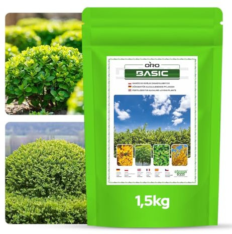 GREEN ORO ORO BASIC 1,5KG – Engrais à libération prolongée pour le laurier-cerise, les plantes de haie et les plantes aimant les sols alcalins