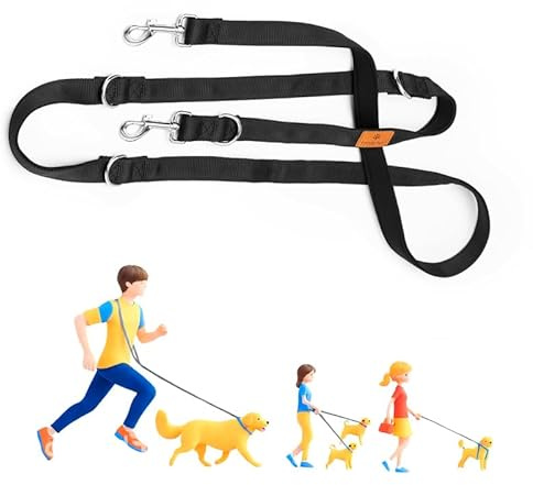candyPet® Correa para Perros Multiposición 12 en 1 – Manos Libres, Ajustable en 7 Longitudes, Acolchada con Neopreno, 240 cm – Ideal para Pasear, Correr, Entrenamiento – para Todo Tipo de Perros