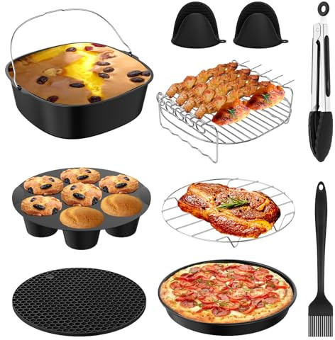 Airfryer Zubehör für COSORI XXL 5,5L 6,2L Heißluftfritteuse Zubehör Kompatibel Turboblaze XXL 6L, Cecotec, Tefal, Ninja Pro Max 6,2L BPA-frei Russell Hobbs 8L/8.3L Heißluftfritteuse Zubehör
