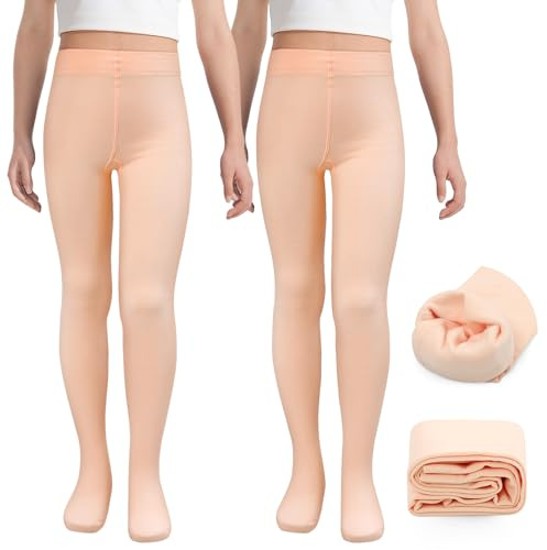 MK MATT KEELY 2 Paires Collant Polaire Fille Collants Thermique Chaud Hiver Legging Ballet Doublé Enfant,Rose ballet,6 7 8 Ans