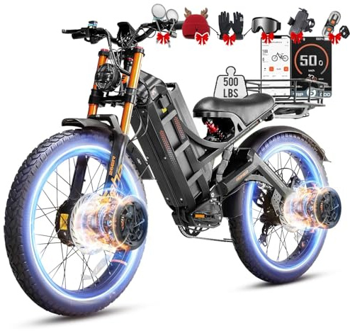 eAhora Romeo Pro 3 Electric Bike - [2026 Latest] 50MPH 5600W Dual Motor 60V 80AH 250Miles Long Range Ebike for Adults, 26 * 4.0 Fat Tire Fast Electric Mountain Bike Full Suspension Off-Road E-Bike