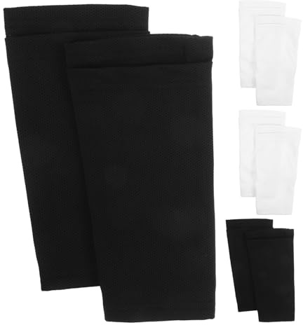 Hemobllo 4 Pares de Calcetines Protectores de Espinillas para Fútbol Bolsillo para Espinilleras Mangas de Compresión para Pantorrillas Talla L Doble Capa Transpirable para Jóvenes y
