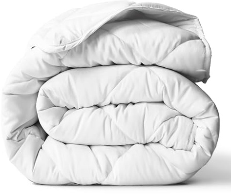ViscoSoft Microfiber All Seasons Down Alternativt quiltat täcke - Kylande andningsbar premium mjuk vändbar mikrofiberfilt, vit, full