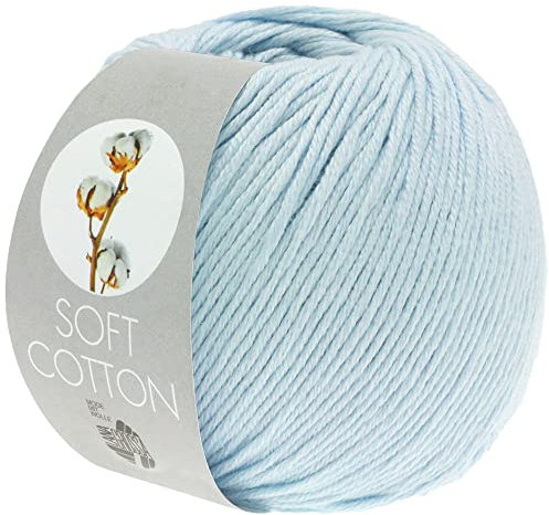 LANA GROSSA Soft Cotton | Weiches Baumwollgarn mit modernem Mikrofaseranteil | Handstrickgarn aus 70% Baumwolle & 30% Polyacryl | 50g Wolle zum Stricken & Häkeln | 140m Garn FB8