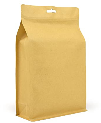 Evergreen 50 bolsas de embalaje de papel kraft de fondo plano con lámina interior, reutilizables, cremallera/sellado al calor, para té, granos de café, nueces, semillas, frutas secas (180 x 280 mm)
