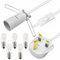 Salt Lamp Cord 1.8m with ON/OFF Switch Metal Clip and 5 Free E14 Bulbs, White Salt Lamp Power Cable Original Replacement Light Fitting Spare, for Himalayan Crystal Salt Rock Lamp - 250V 3-Pin UK Plug