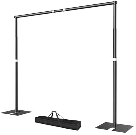 EMART Kit di Supporto per Sfondo 3 x 3,6 m, Cornice Resistente con Base in Acciaio Metallico per Feste, Studio Fotografico e Video per Matrimoni