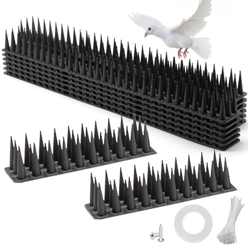 MOGADEE® Lot de 12 pigeons de 5,2 m en plastique - Protection contre les oiseaux - Pour balcon, chat, moineau et rebord de fenêtre - Noir