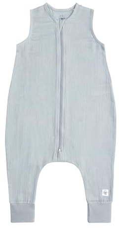 Casual barn sovoverall ärmlös 1,0 tog andas av muslin GOTS certifierad/sovjumper puder blå, storlek 86/92