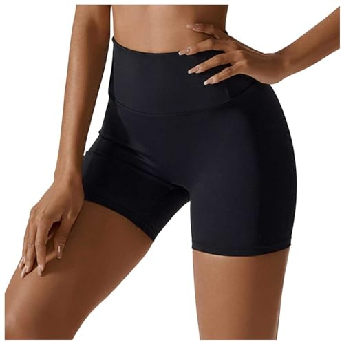 Pantaloncini da Ciclismo Sportivi da Donna Leggings Pantaloncini da Yoga A Vita Alta da Donna Pantaloni da Corsa per Allenamento per Il Controllo 'Addome Pantaloncini per Pallavolo Ragazza (Black, S)