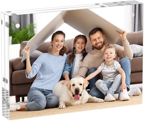 AITEE 4x6 inch (10 x 15 cm) Acrylic Picture Frames: Clear Picture Frames Freestanding Double Sided Magnetic Acrylic Lucite Frameless Transparent Square Frame Gift for Desktop Display