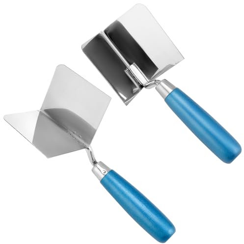QWORK® 2 pezzi cazzuole angolari, 80 x 60 mm, spatole angolari interne ed esterne, acciaio Inox, per intonacatura professionale, lavori di cartongesso