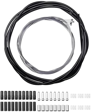 TIANLIN Cable Freno para Bicicleta Kit, con Carcasa de Cable de Freno de 2,5 Metros, Línea de Freno de Bicicleta con Cable de Cambio, Cable Cambio Bicicleta 2 en 1. Equipado con Terminales y Arandelas