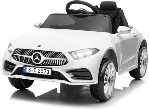 LALAHO Voiture Électrique Enfant Mercedes-Benz CLS 350–12V, Télécommande 2.4G, MP3 & LED – Véhicule Enfant avec Siège Sécurité (Blanc)