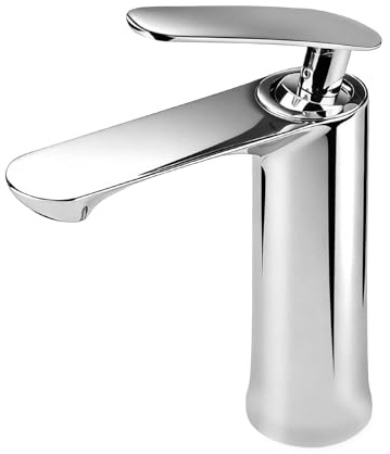 INHHCED Grifo Lavabo Monomando, Grifos Para Lavabos De Baño, Altura Del Caño: 70 Mm, Núcleo De Válvula De Disco Cerámico, Fabricado En Aleación De Zinc (Plata)