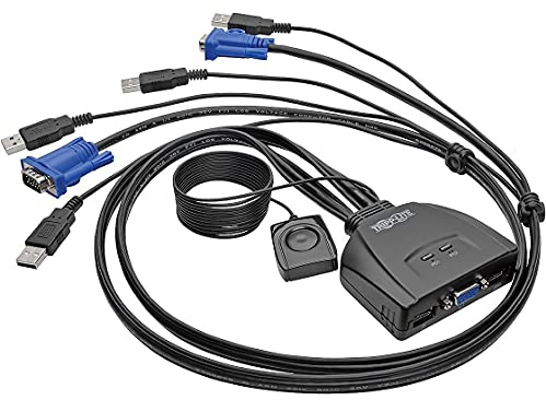 Eaton Tripp Lite 2-Port USB/VGA Kabel KVM-Switch mit Kabeln und USB-Peripherie-Freigabe (B032-VU2)