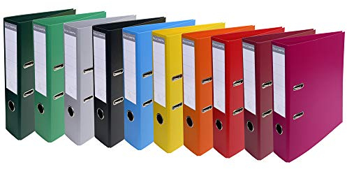 Exacompta 53074E 10er Pack Premium PVC-Ordner Prem´Touch. 7 cm breit DIN A4 Ringordner Aktenordner Briefordner Büroordner Plastikordner Schlitzordner farbig sortiert