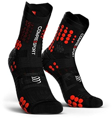 COMPRESSPORT PRO Racing Socks v3.0 Trail, Calzini da Gara Unisex-Adult, Schwarz/Rot, 3