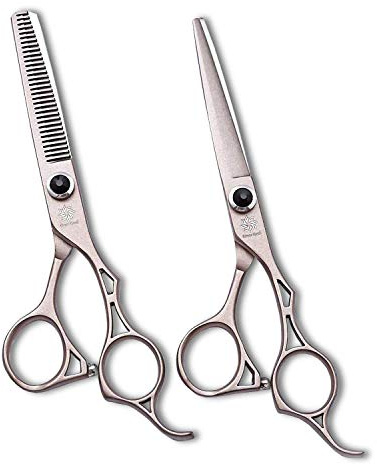 Dream Reach - Kit di forbici professionali da 15,2 cm per tagliare i capelli, forbici da barbiere/parrucchiere, forbici per sfoltire per baffi/barba con vite di regolazione fine (Oro Rosa)