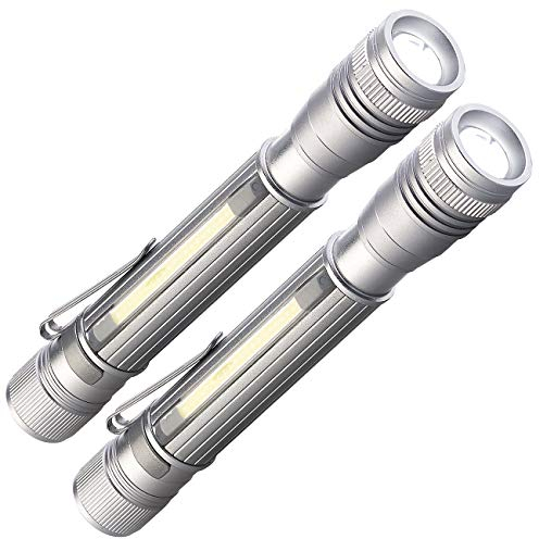 KryoLights Taschenlampen: 2er-Set 2in1-Akku-Profi-Pen-Light & Arbeitsleuchten mit COB-LEDs, USB (Stiftlampe, Taschenlampe Akku, Wasserdichte Taschen)