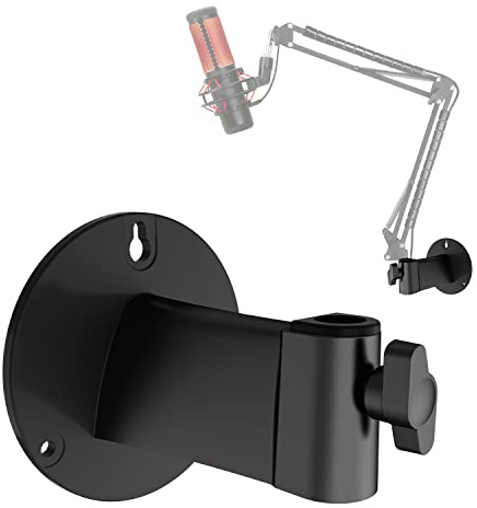 YOUSHARES Wall Mount Boom Arm - Microphone Holder for Stand, Vertical Surface Mount and Freely Swiveling Metal Clip Suitable for Saving Desk Space, Mic Stand Accessories