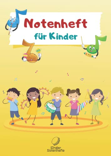 Notenheft für Kinder: A4 | große Notenlinien | 100 Seiten | Musikheft für die Schule