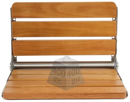 Dyna-Living Folding Shower Seat Wall Mounted Fold Down Shower Seat 400 lbs Load-Bearing Shower Bench Seat Wall Mounted Shower Chair Foldable Wooden Shower Seat for Inside Shower for Elderly