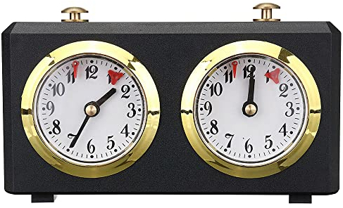Frunimall Horloge d'échecs mécanique professionnelle - Minuteur analogique portable pour compétition - Pour jeu de société de tournoi - Noir ZX00283