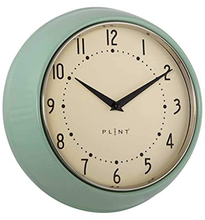 Plint Retro Wall Clock Silent Non Ticking Decorative Foglia Color Wall Clock, Retro Style Decorazione della parete per la cucina soggiorno casa, ufficio, scuola, facile da leggere grandi numeri