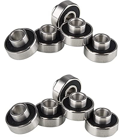 Ghulumn 10Pcs 608- Longboard Cuscinetto Integrato Skateboard Cuscinetto Ruota Inline Roller Skate Cuscinetto 8X22X12.6mm, Nero