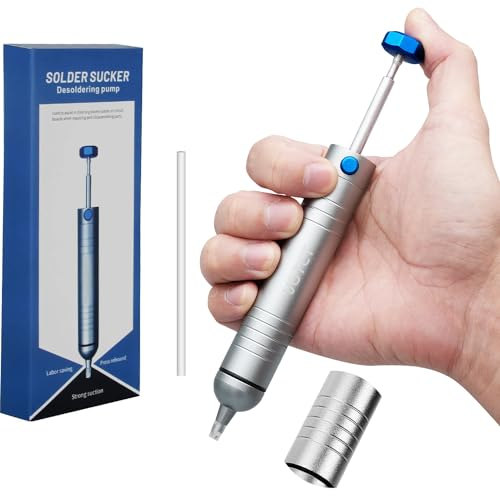 VOTCT Löt-Sauger, kein Verstopfen, Entlötpumpe zum Entfernen von Löten, mit austauschbarer, hitzebeständiger Silikon-Saugdüse, Entlötwerkzeug, Schweißpumpe, starker Vakuum-Aluminium-Saugnapf-Entferner