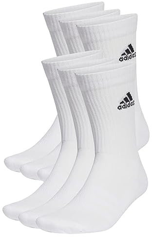 adidas Calzini unisex Cushioned Sportswear 6 paia, bianco, 37-39