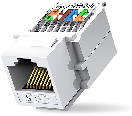 ZOERAX Confezione da 10 jack Keystone RJ45 senza attrezzi Cat6, nessun attrezzo necessario per punzonatura, accoppiatore modulo (non compatibile con Patch Panel), bianco