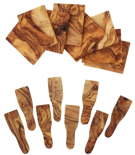 HOFMEISTER® Edles Raclette-Set, 16-teilig, 8x Raclette-Schaber und 8x Raclette-Brettchen, aus Olivenholz mit einzigartiger Maserung