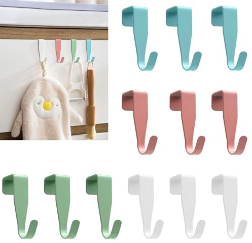 GOTRUST Bunte Türhaken zum Einhängen, 12er Garderobenhaken Außen Haus, Metall Kleiderhaken Tür Bunt Metallhaken, Fensterhaken aus Edelstahl Schranktüren für Schranktür und Zimmertür