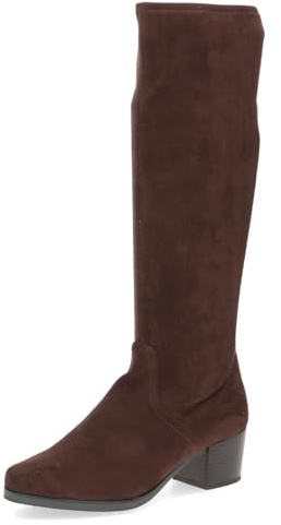CAPRICE Bottes femme hautes à talons hauteur genou véganes, Marron (Dk Brn Stretch), 38,5 EU