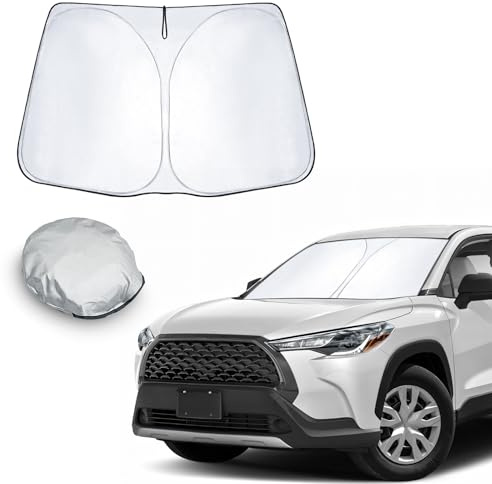 CDEFG Compatible con Toyota Corolla Cross Hybrid 2021-2023 2024 Parasol Coche Delantero Parabrisas Protector Plegable con Gran Pantalla Anti UV Rayos Mejor Fresco-Parasol Accesorios