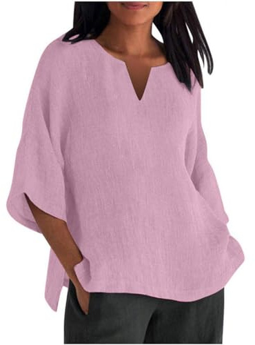 Uwdiohq Offerte del Giorno Bluse Donna Eleganti Chiffon Camicie Manica Corta Donna Top Rosso Donna Elegante Camicia Maniche A Sbuffo Camicia Elegante Curvy Maglie per Lavoro Donna Open Box Deals