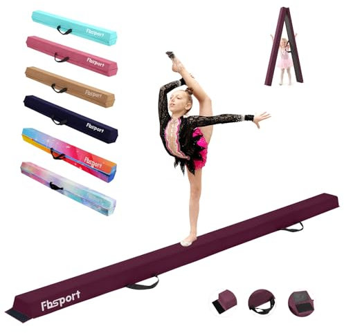 FBSPORT Barra de Equilibrio Gimnasia, 270cm Viga de Equilibrio Plegable, Viga de Equilibrio de Gimnasia, Viga de Equilibrio de Capa Flocada, Equipo para Niños, Barra Plegable de Equilibrio Gimnasia