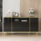 Ctastay Vitrine Sideboard 150x40x80 cm mit LED-Beleuchtung, Stauraum Schrank mit Schublade, Küchen-Sideboard, Esszimmer-Kommode, Schwarz