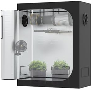The Grow Deluxe D600 Growzelt 120x60x150 cm - Indoor Anbauzelt mit Sichtfenster und herausnehmbarer Wanne, hochreflektierendes Mylar licht- und wasserdicht