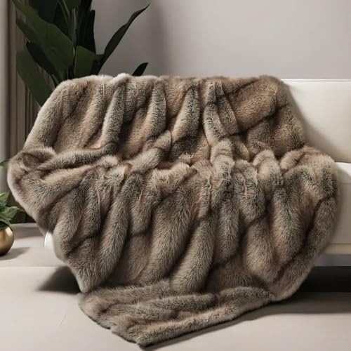 inchgrass Couverture en Fausse Fourrure Vison Uni - Jeté Doux Élégant pour Canapé/Lit, Lavable 190x150cm (Marron) - Décoration Maison Confortable Divan/Fauteuil/Chambre