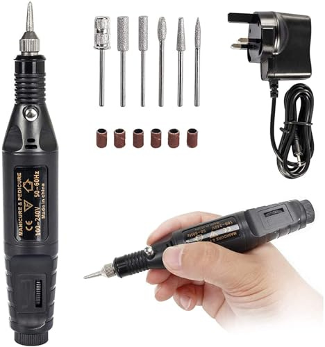 ZZOSRDR Electric Nail Files, Professional Nails Dril for Acrylic Nail Gel, Portable Adjustable Speed Electric Manicure Pedicure Kit Nail Drill Polishing Shape Machine for Women Girls