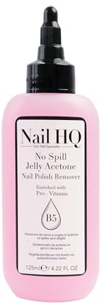 Nail HQ No-Spill Jelly Acetone Nail Polish Remover – 80% Acetone Formula with Pro-Vitamin B5, Vitamin E & Glycerin – Mess-Free, Removes Nail Polish & UV Gel, 125ml