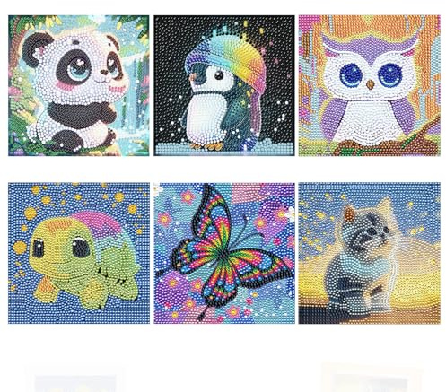 SZSMW Set da 6 Pezzi Diamond Painting Bambina - 15 * 15cmPittura Diamante - Diamond Painting Bambini - Decorazioni Creative Fai-Da-Te, Regali di Compleanno per Ragazzi E Ragazze (6-12 Anni)