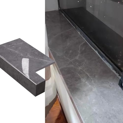 Fensterbank AußEn Fensterbankabdeckung im Marmor-Stil mit Dunkelgrauer Struktur, Fensterbanknase aus Verbundplatten für Fliesen, Verbreiterungsfensterabdeckungsplatte für Beton(Style2,4x30in (10x76cm)